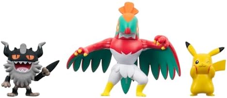 Pokemon Battle Figure 3 Pack - Features 2-Inch Pikachu and Perrserker and 3-Inch Hawlucha