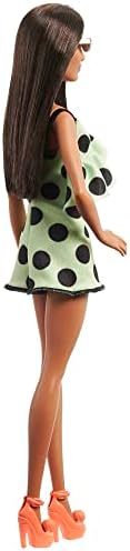 Barbie Fashionistas Doll 200 with Brunette Hair Lime Green Polka Dot Romper Barbie
