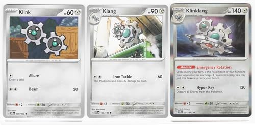 Pokemon Klinklang 101142 - Stellar Crown Pokemon Card Lot - 3 Card Set