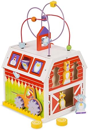 Melissa & Doug Melissa Doug First Play Slide Sort Roll Wooden Activity Barn