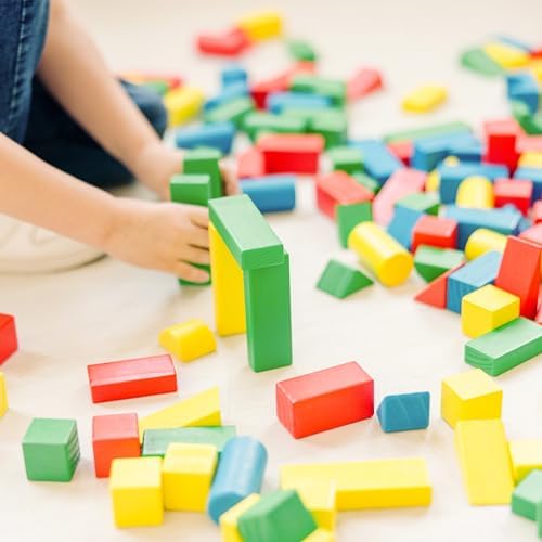 Melissa & Doug Melissa Doug Wooden Building Block Set - 200 Blocks in 4 Colors and 9