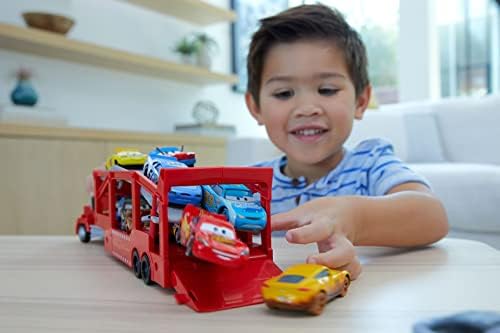Mattel Disney and Pixar Cars Mack Hauler 13-inch Toy Transporter Truck with Ramp Carry Storage for 12 Vehicle