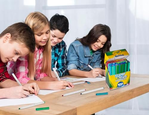Crayola Super Tips Marker Set 100ct Fine Point Washable Markers Drawing Markers for