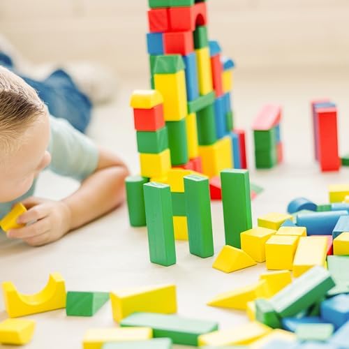 Melissa & Doug Melissa Doug Wooden Building Block Set - 200 Blocks in 4 Colors and 9