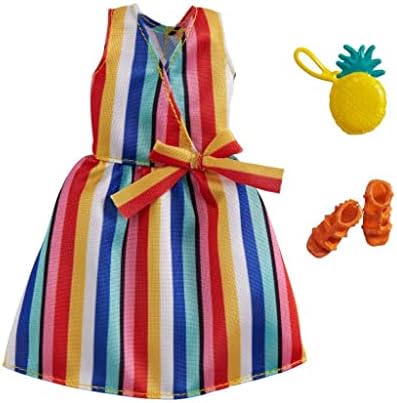 Barbie Mattel - Barbie Complete Looks Fashion Striped Dress with Orange Sandals and