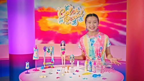 Barbie Color Reveal Toy Set Tie-Dye Fashion Maker with Barbie Chelsea Doll