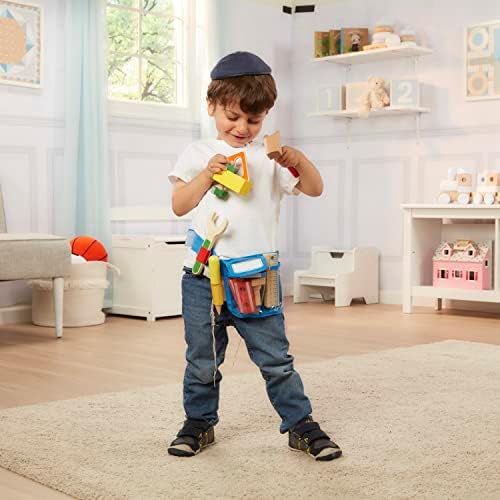 Melissa & Doug Melissa Doug Deluxe Tool Belt Set - 5 Wooden Tools 8 Building Pieces