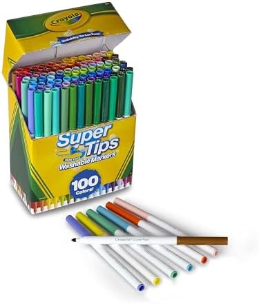 Crayola Super Tips Marker Set 100ct Fine Point Washable Markers Drawing Markers for