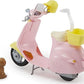 Barbie Toy Scooter with Puppy Helmet Accessory Pink Yellow Moped with Basket Kickstand Seat Clip for Doll