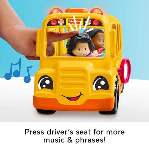 Fisher-Price Little People Toddler Toy School Bus Musical Push-Along Vehicle