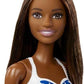 Barbie Doll with Beach Theme in American Flag Stars and Stripes Swimsuit Brunette