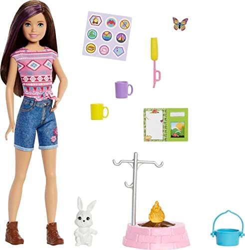 Barbie It Takes Two Stacie Doll Camping Playset with Doll Pet Tent Puppy Sticker Sheet