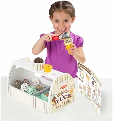 Melissa & Doug Melissa Doug Wooden Scoop and Serve Ice Cream Counter With Play Food and