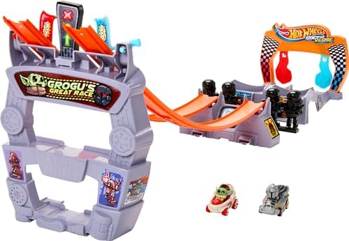 Hot Wheels Star Wars RacerVerse Toy Car Track Set 2 Die-Cast Racers Grogu's Great Race