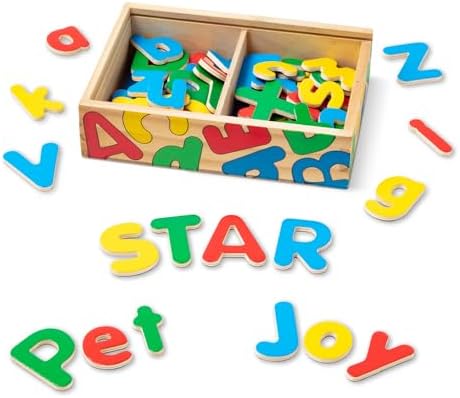 Melissa & Doug Melissa Doug 52 Wooden Alphabet Magnets in a Box - Uppercase and Lowercase