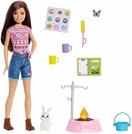 Barbie It Takes Two Stacie Doll Camping Playset with Doll Pet Tent Puppy Sticker Sheet