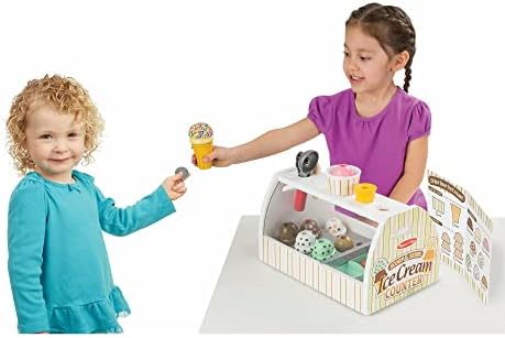 Melissa & Doug Melissa Doug Wooden Scoop and Serve Ice Cream Counter With Play Food and
