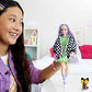 Barbie Extra Doll with Crimped Lavendar Hair Brown Eyes 15 Toy Pieces Include Pet Puppy