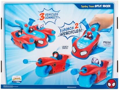 MARVEL Spidey and His Amazing Friends Spidey Team Split Racer - 8.5-Inch Three-in-One Vehicle