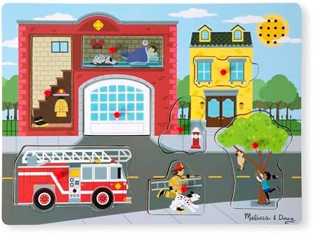 Melissa & Doug Melissa Doug Around the Fire Station Sound Puzzle - Wooden Peg Puzzle 8 pcs