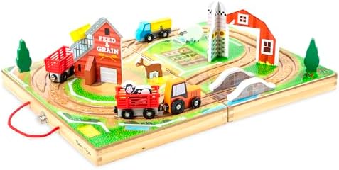Melissa & Doug Melissa Doug 17-Piece Wooden Take-Along Tabletop Farm 4 Farm Vehicle