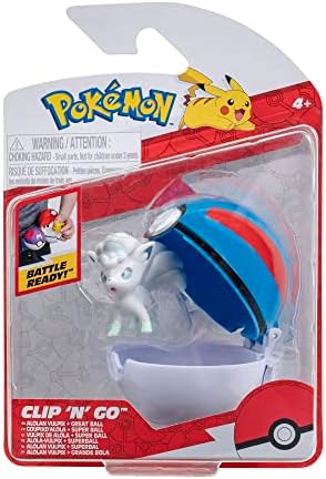 Pokemon PKW3135 Clip 'n'Go Poke Balls Alola Vulpix Super Ball Official Pokeball with 5 cm