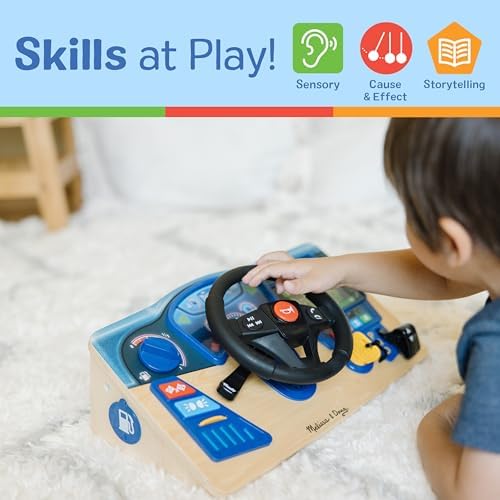 Melissa & Doug Melissa Doug Vroom Zoom Interactive Wooden Dashboard Steering Wheel