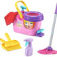 LeapFrog Clean Sweep Learning Caddy Mop and Broom Cleaning Toy Set for Ages 3-5 Pink