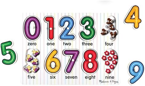 Melissa & Doug Melissa Doug Lift See Numbers Wooden Peg Puzzle - 10 Pieces - FSC Certified