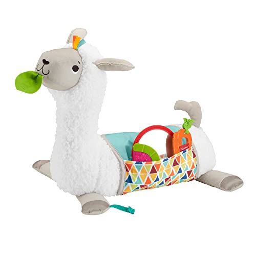 Fisher-Price Baby Toy Grow-with-Me Tummy Time Llama Wedge Support with Mirror Teether