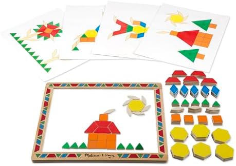 Melissa & Doug Melissa Doug Deluxe Wooden Magnetic Pattern Blocks Set - Educational Toy