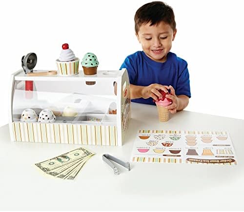 Melissa & Doug Melissa Doug Wooden Scoop and Serve Ice Cream Counter With Play Food and