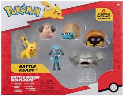 Pokemon Battle Figure Toy Set 6 Pieces - 2 Pichu Yamper Turtwig Piplup Chimchar Deino -