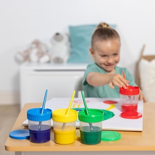Melissa & Doug Melissa Doug Spill-Proof Paint Cups - 4-Pack Airtight Seal Snap Lids -
