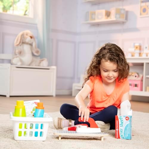 Melissa & Doug Melissa Doug Laundry Basket With Wooden Iron Ironing Board and 14 Pcs