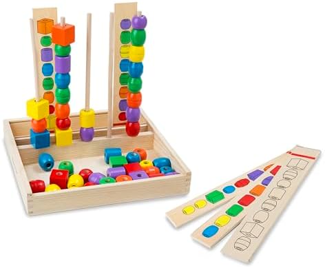 Melissa & Doug Melissa Doug Bead Sequencing Set With 46 Wooden Beads and 5 Double-Sided