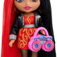 Barbie Extra Minis Doll with Red Black Hair Wearing Flame-Print Dress Moto Jacket 5.5-inch
