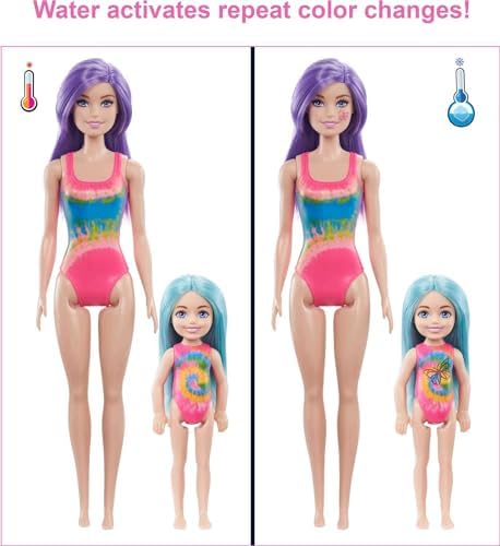 Barbie Color Reveal Toy Set Tie-Dye Fashion Maker with Barbie Chelsea Doll