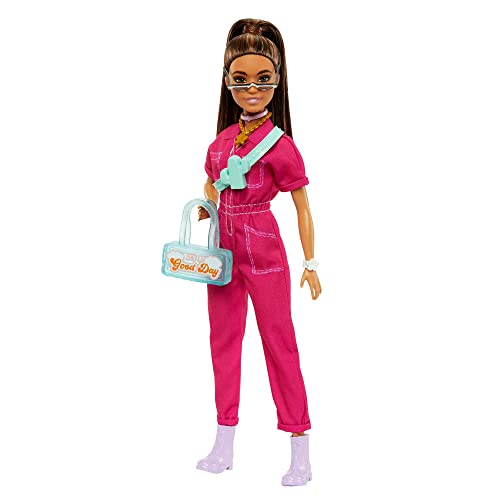 Barbie Doll In Trendy Pink Jumpsuit With And Pet Puppy