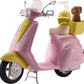 Barbie Toy Scooter with Puppy Helmet Accessory Pink Yellow Moped with Basket Kickstand Seat Clip for Doll