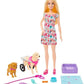 Barbie Doll With A Toy Pup And Dog in A Wheelchair Plus Pet