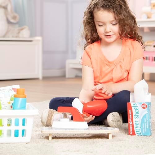 Melissa & Doug Melissa Doug Laundry Basket With Wooden Iron Ironing Board and 14 Pcs