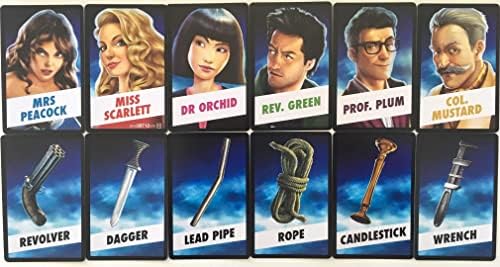 Hasbro Clue Board Game Replacement Card Set All 21 Cards Weapons Suspects RoomsLocations