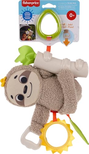 Fisher-Price Baby Toy Slow Much Fun Stroller Sloth Travel Activity with Motion Sensory