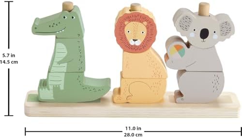 Fisher-Price Wood Baby Toy Stack Sort Animals 10 Wooden Pieces for Developmental Play for