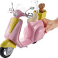 Barbie Toy Scooter with Puppy Helmet Accessory Pink Yellow Moped with Basket Kickstand Seat Clip for Doll