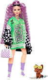 Barbie Extra Doll with Crimped Lavendar Hair Brown Eyes 15 Toy Pieces Include Pet Puppy