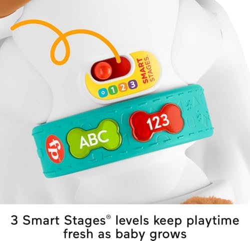 Fisher-Price Baby Learning Toy 123 Crawl with Me Puppy Electronic Dog with Smart Stages