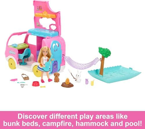 Barbie Toy Camper Chelsea Doll 2-in-1 Playset