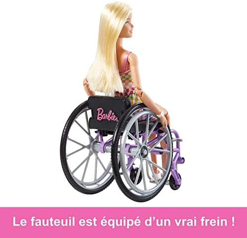 Barbie Fashionistas Doll 194 with Wheelchair Ramp Straight Blonde Hair Rainbow Romper with
